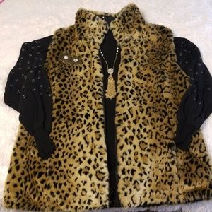Cheetah and Black Reversible Vest